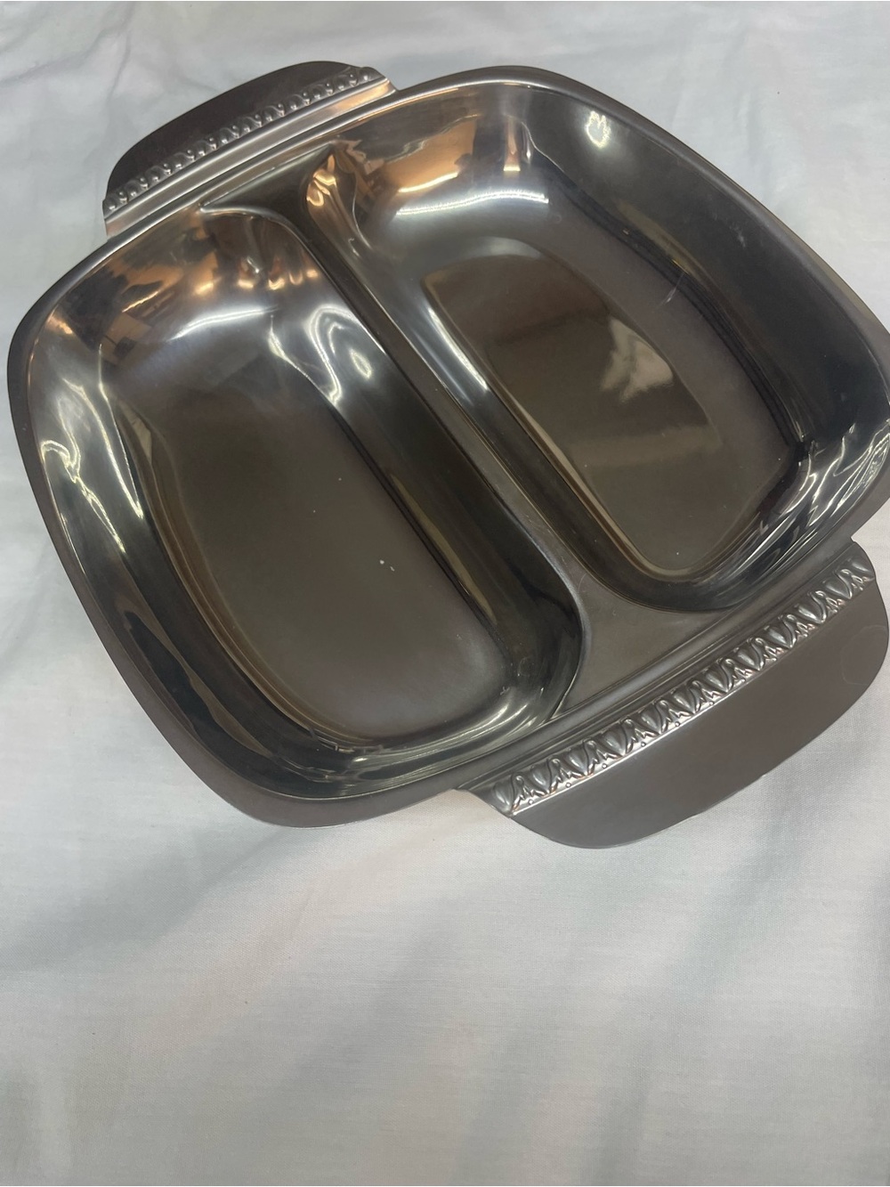 Source Unknown Stainless Steel Double Compartment Serving Tray - Silver